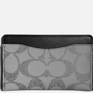 Coach Small Card Case in Reflective Signature NWT  Silver/Black